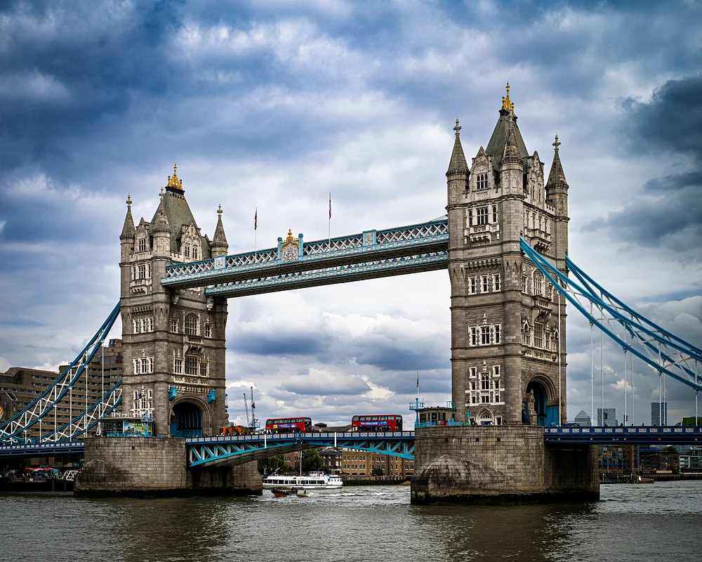 Tower Bridge in London Under Dramatic Stormy Sky