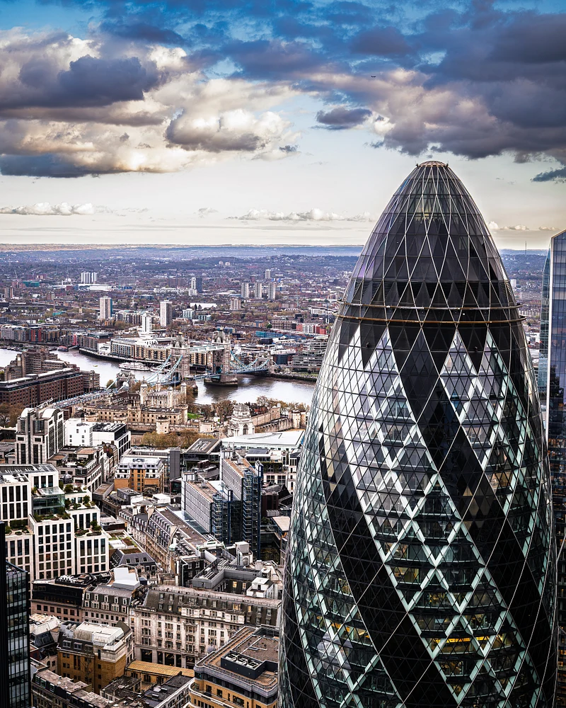 Striking View of London's Iconic Gherkin Building