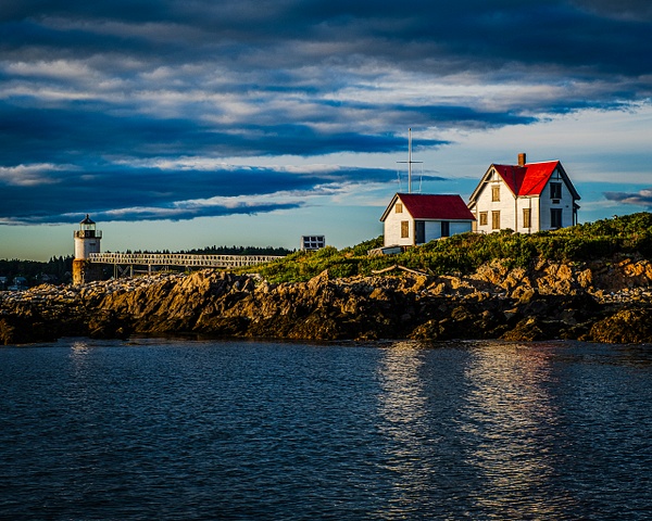 Cape Cod Lighthouse at Dusk with Red Roofed House - Homepage - Bud James Photography