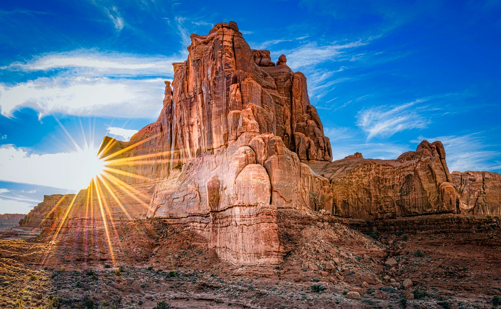 Majestic Rock Formation at Sunrise