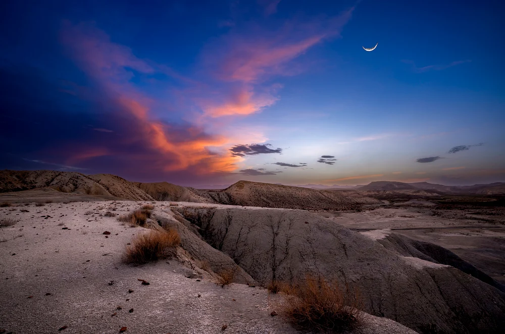 Stunning Twilight Over Unique Desert Terrain