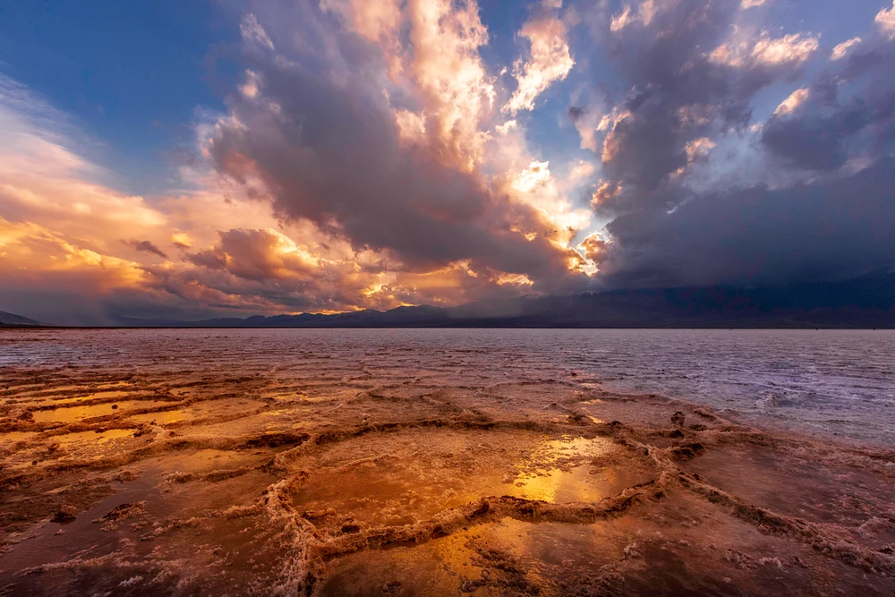 Breathtaking Sunset Over Salt Flats in Death Valley