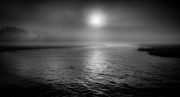 Foggy Sunrise Over Jekyll Island Marsh - B&amp;W - Thomas Tanner