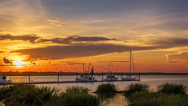Jekyll Island Georgia Fishing Boats at Sunset - Coastal South - Thomas Tanner