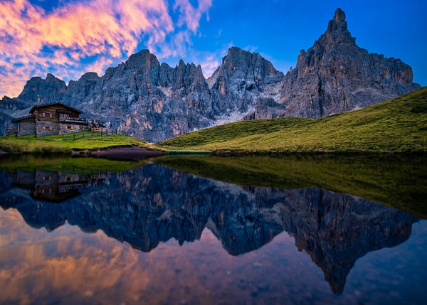 Stunning Sunrise Reflection at Passo Rolle, Dolomites, Italy - Mountains - Bradley Barnes Photography