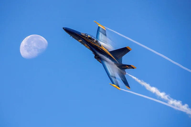 Blue Angels with Moon