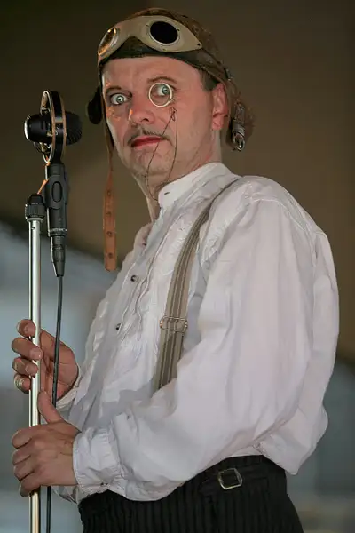 Goggle-Wearing Vaudeville Performer Beside Vintage...