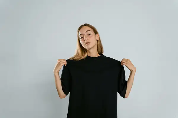 Casual Black T-Shirt Branding Portrait by SlickPic Demo
