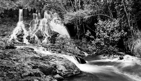 Kauai Falls Pan BW by Stevejubaphotography