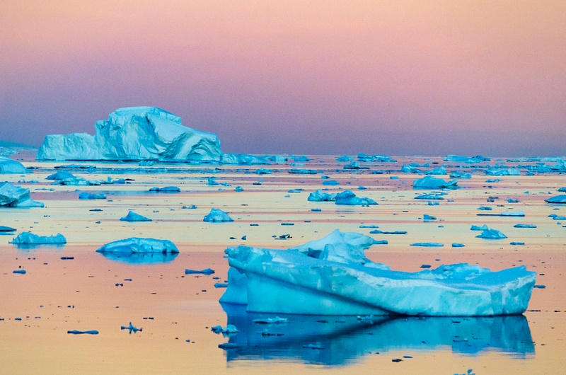 Icebergs Sunset
