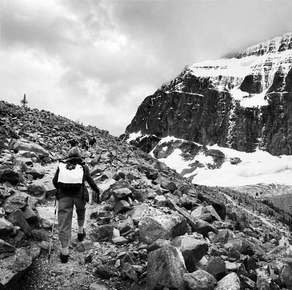 Hiking Cavelle BW - Canadian Rockies - Steve Juba 