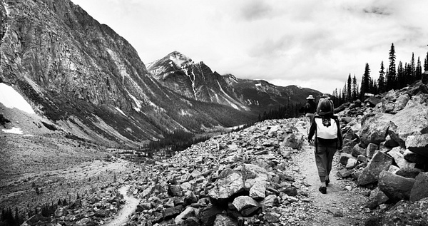 Cavelle Hiking BW - Canadian Rockies - Steve Juba