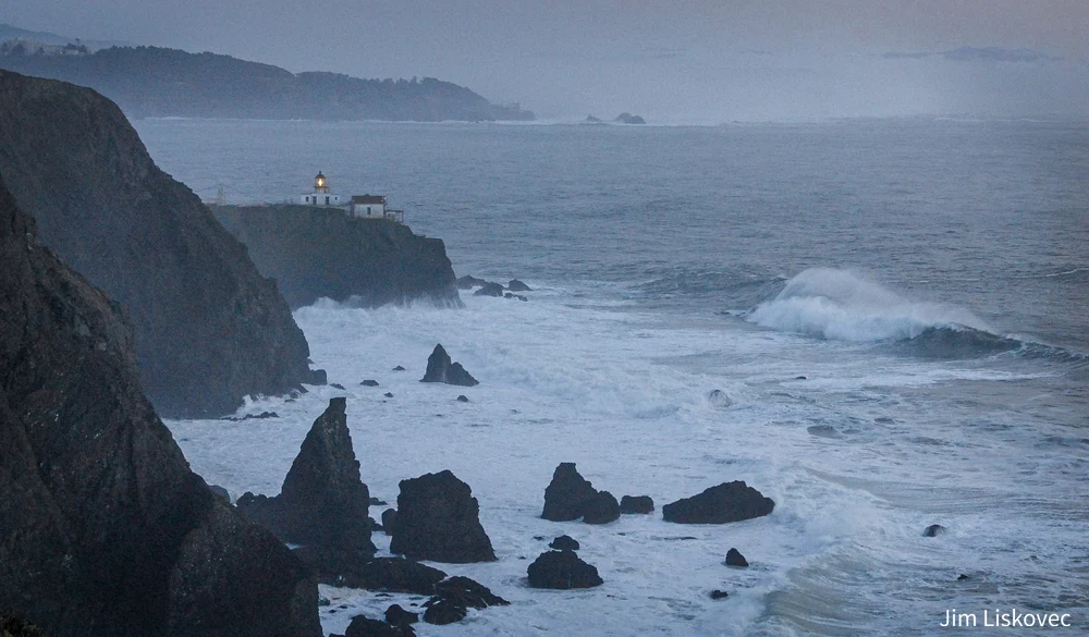Point Reyes Lighthouse at Dusk Overlooking the Pacific Ocean