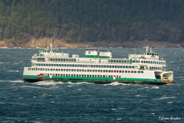 Ferry Yakima in Rough Waters - Golden Hour - Rising Moon NW Photography 