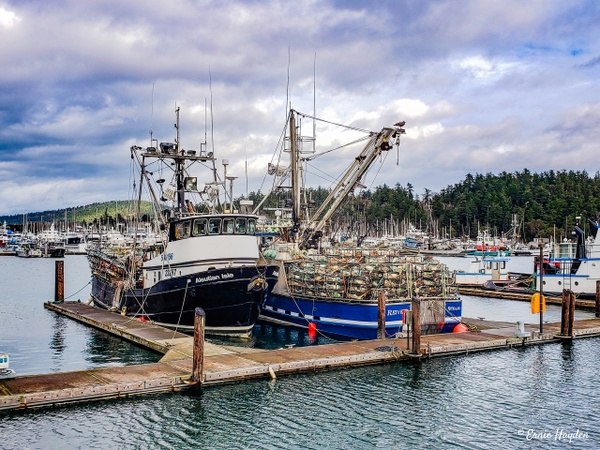 Crab Boats Readying for the Season - Golden Hour - Rising Moon NW Photography