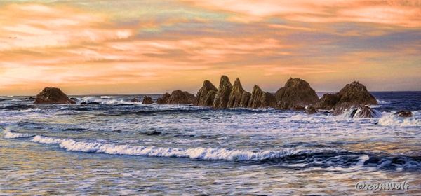 Early Vivid Morning Pacific Coast:  Seal Rocks State Park - Oregon Smiles (Landscape) - Ron Wolf Photography