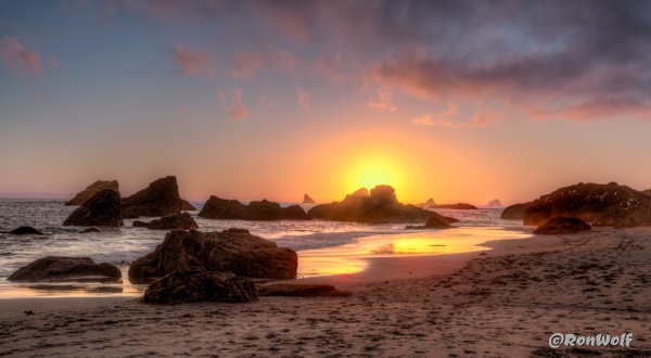 Sunset at Harris State Park. A Summer Night near Brookings, Oregon - Oregon Smiles (Landscape) - Ron Wolf Photography