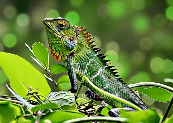 lizard-full-body-bokeh-006 - Wildlife Illustrations - LuminousLight 