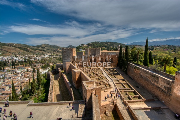 View-of-the-Alcazaba-moorish-fortress-from-the-Arms-Tower-Alhambra-Granada-Spain - Photographs of Granada, Spain